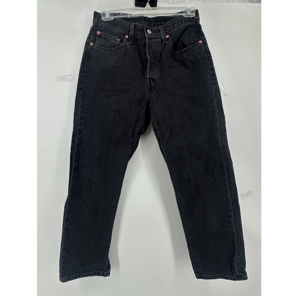 Levis 501 Original Fit Jeans Washed Black Straight Leg Button Fly 27x26 Western